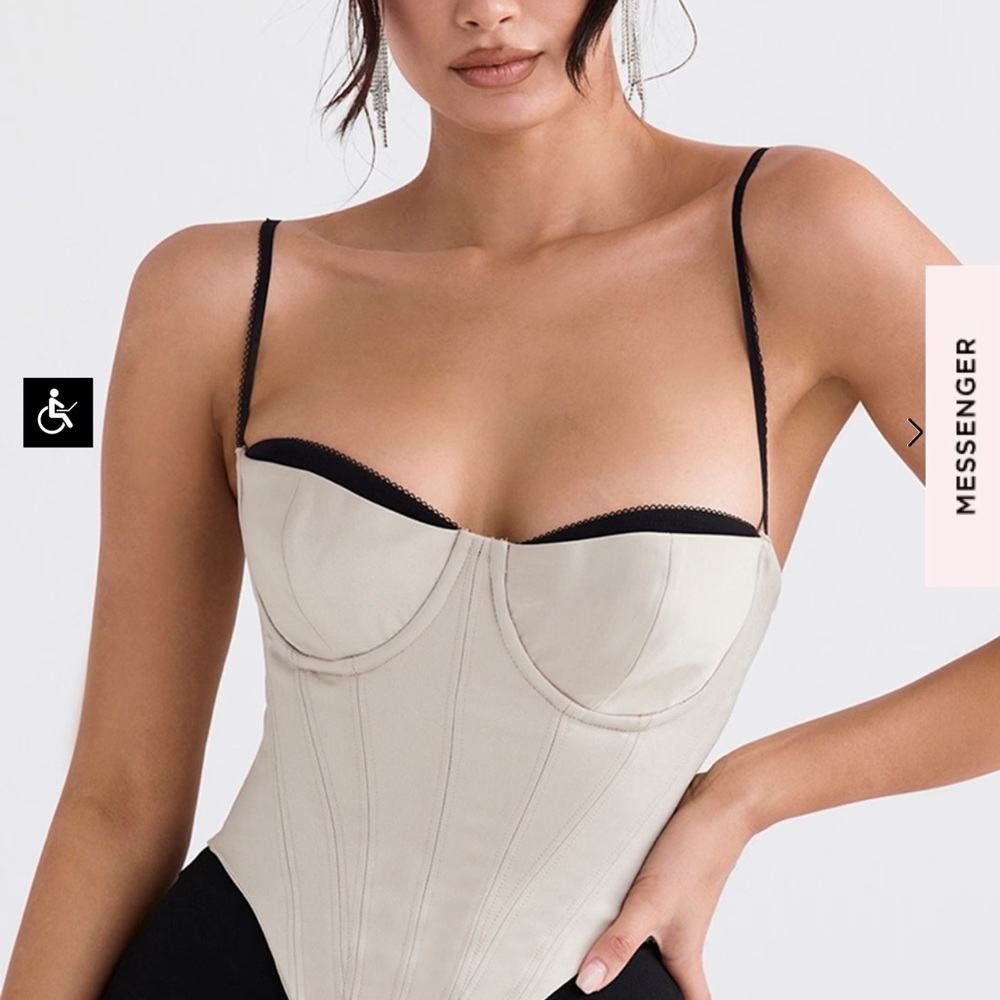 House of CB Cream and Black Bodysuit